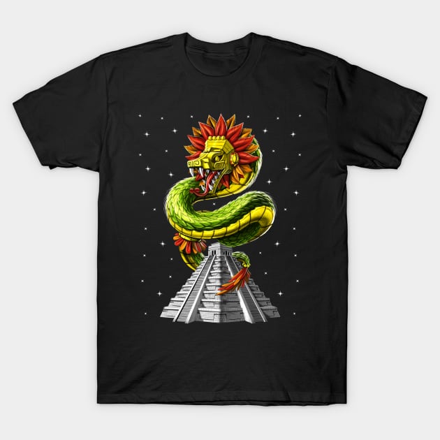 Aztec Pyramid Quetzalcoatl T-Shirt by underheaven